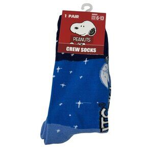 Cartoon Dog Socks Mens 6–13 Blue White Star Print Novelty Crew NWT